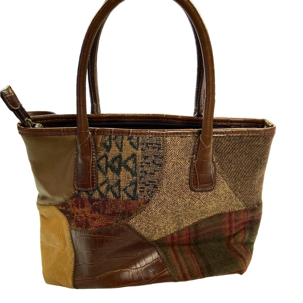 Patchwork Shoulder Bag Mixed Media Euc - image 1